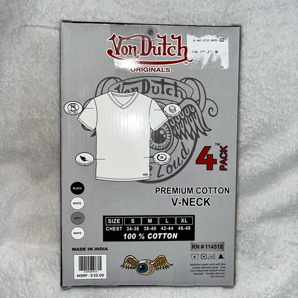 Von Dutch Premium Cotton V-Neck T-Shirts sz M NWT - Picture 2 of 4
